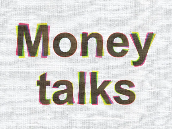 Concept d'entreprise : Money Talks sur fond de texture de tissu — Photo