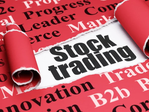 Finance concept: black text Stock Trading under the piece of  torn paper — Stock Photo, Image