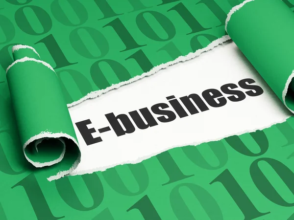 Business concept: black text E-business under the piece of  torn paper — Stockfoto