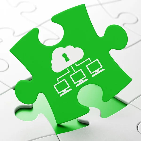 Concetto di sicurezza: Cloud Network su sfondo puzzle — Foto Stock