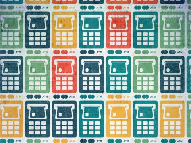 Banking concept: ATM Machine icons on Digital Paper background