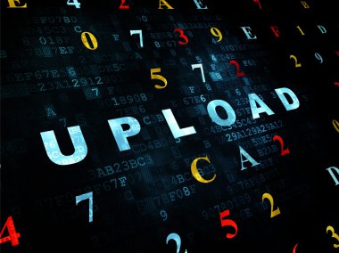 Web tasarım konsepti: dijital arka plan üzerinde Upload