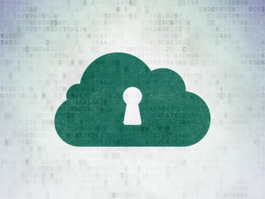 Cloud networking concept: Cloud With Keyhole on Digital Paper background