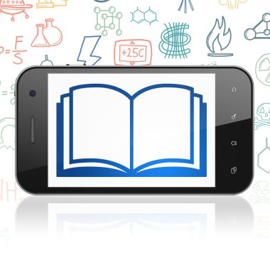 Science concept: Smartphone with Book on display