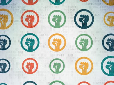 Politics concept: Uprising icons on Digital Paper background