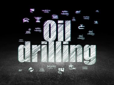 Endüstri kavramı: petrol sondaj grunge karanlık odada