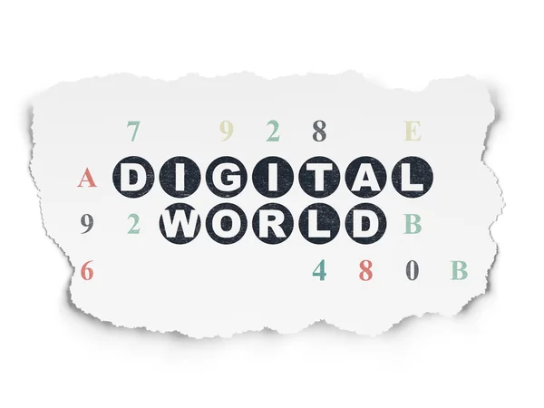 Data concept: Digital World on Torn Paper background — Stok fotoğraf