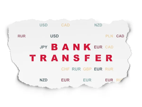Conceito de moeda: Transferência bancária no fundo papel rasgado — Fotografia de Stock