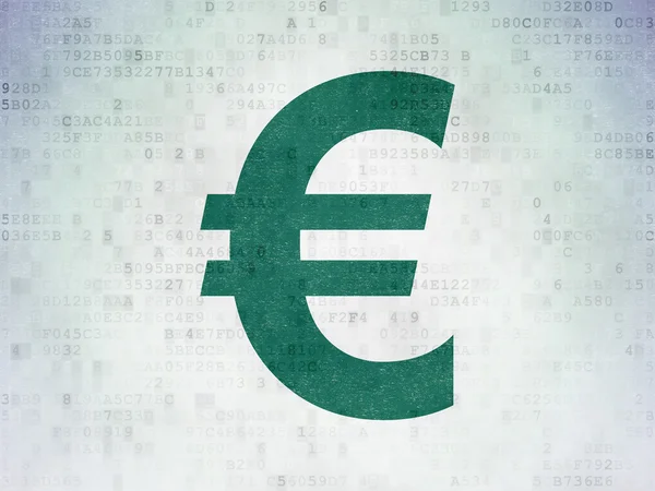 Conceito de moeda: Euro sobre fundo de papel digital — Fotografia de Stock