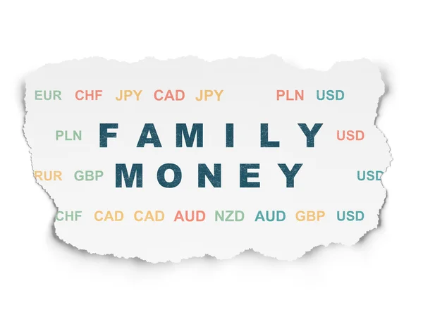 货币概念︰ 家庭钱撕破纸张背景上 — 图库照片