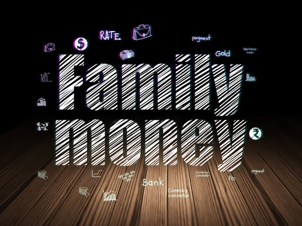 Currency concept: Family Money in grunge dark room — Stock fotografie