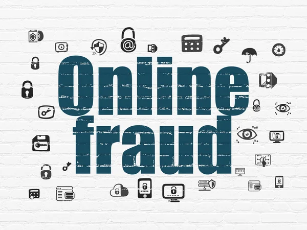 Concepto de protección: Fraude en línea sobre fondo de pared — Foto de Stock