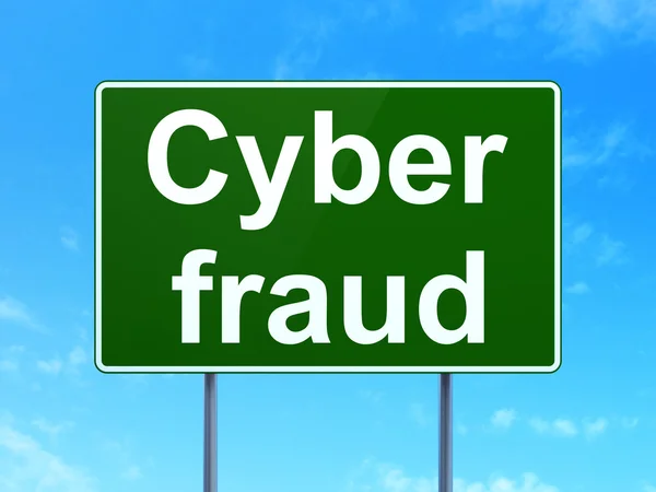 Conceito de segurança: Cyber Fraud on road sign background — Fotografia de Stock