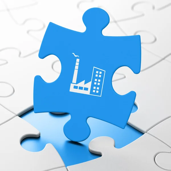 Finance concept: Industry Building on puzzle background — Stock Photo, Image