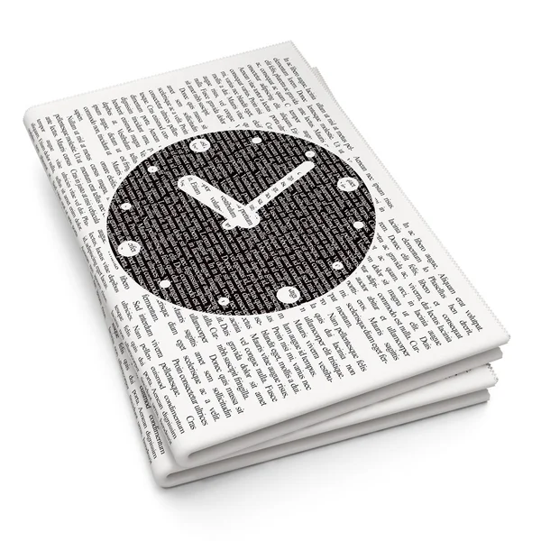 Conceito de tempo: Relógio no fundo do jornal — Fotografia de Stock