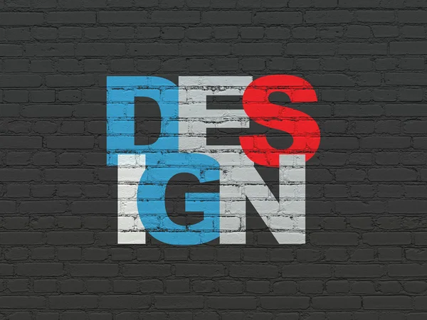 Marketingkonzept: Design auf Wandhintergrund — Stockfoto