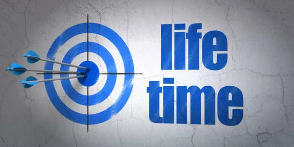 Time concept: target and Life Time on wall background — Stock Photo, Image