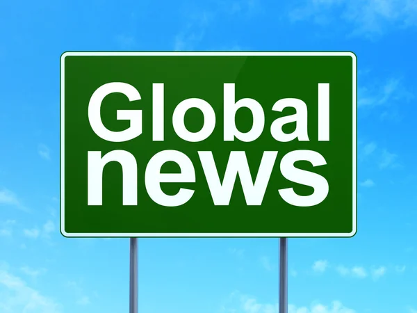 News concept: Global News on road sign background — Stock Photo, Image