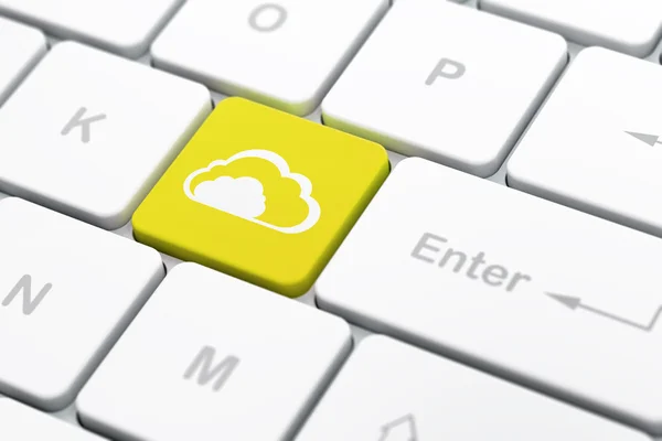 Concept de technologie Cloud : Cloud sur fond de clavier d'ordinateur — Photo