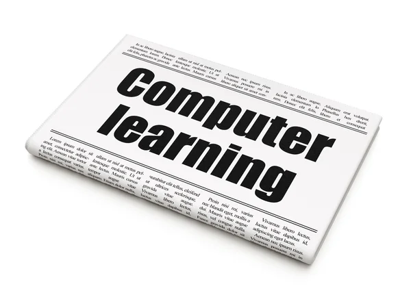 Concepto de estudio: titular del periódico Computer Learning —  Fotos de Stock