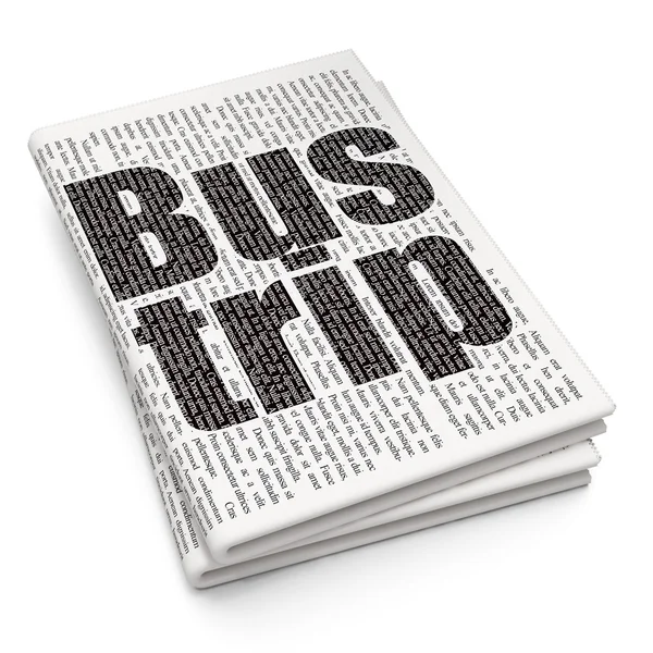 Tourism concept: Bus Trip on Newspaper background — 图库照片