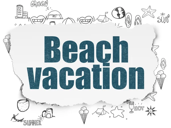 Tourism concept: Beach Vacation on Torn Paper background — Stock Photo, Image