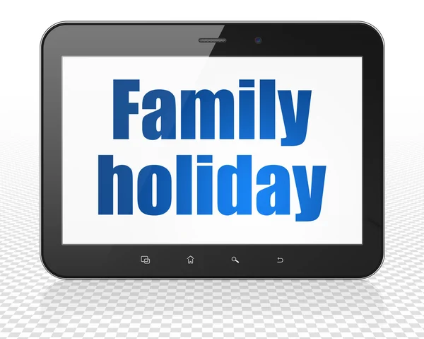 Vacation concept: Tablet Pc Computer with Family Holiday on display — Stock Photo, Image