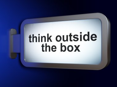 Learning concept: Think outside The box on billboard background