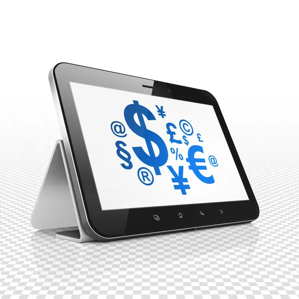 Finanzkonzept: Tablet-Computer mit Finanz-Symbol auf dem Display — Stockfoto