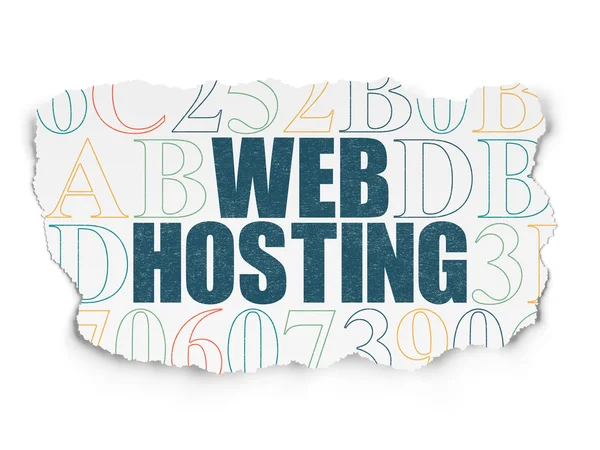 Koncepcja rozwoju sieci: Web Hosting na tle rozdarty papier — Zdjęcie stockowe