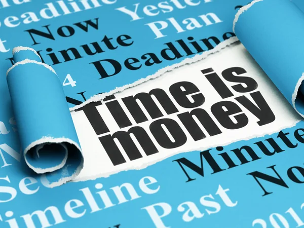 Time concept: black text Time is Money under the piece of  torn paper — Stock Photo, Image