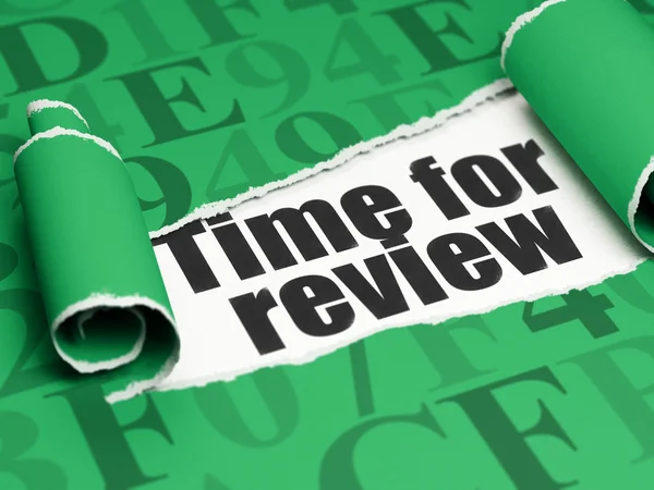 Timeline concept: black text Time for Review under the piece of  torn paper — Stockfoto