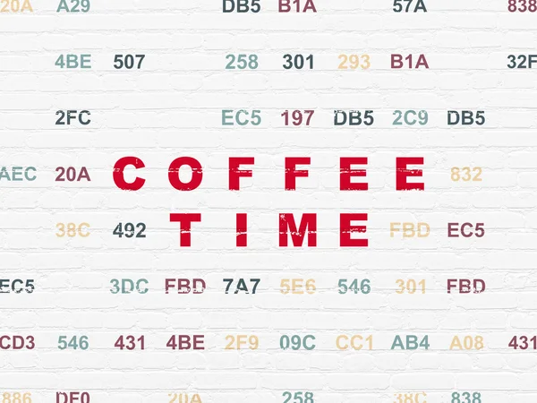 Έννοια του χρόνου: ώρα καφέ σε φόντο τοίχο — Φωτογραφία Αρχείου