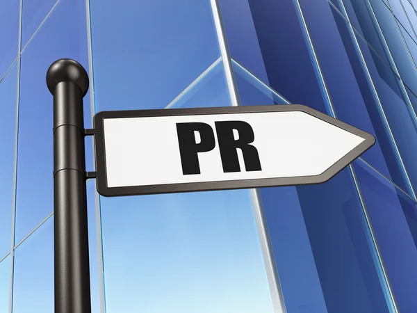 Concepto publicitario: firma PR en Building background —  Fotos de Stock
