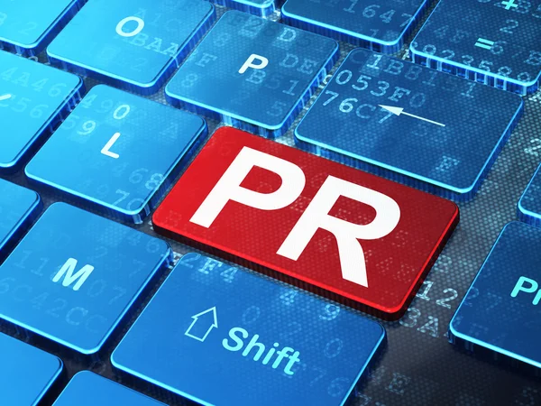 Advertising concept: PR on computer keyboard background — Stock Photo, Image