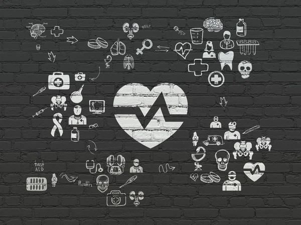 Healthcare concept: Heart on wall background — Stock Photo, Image