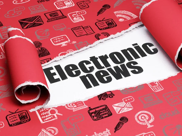 News concept: black text Electronic News under the piece of  torn paper — Stock Photo, Image