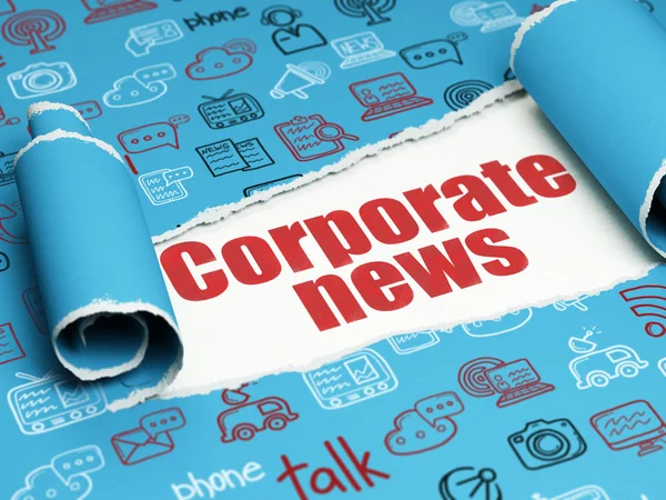 News concept: red text Corporate News under the piece of  torn paper — Stockfoto