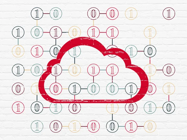 云技术的概念： 在背景墙上的云 — 图库照片