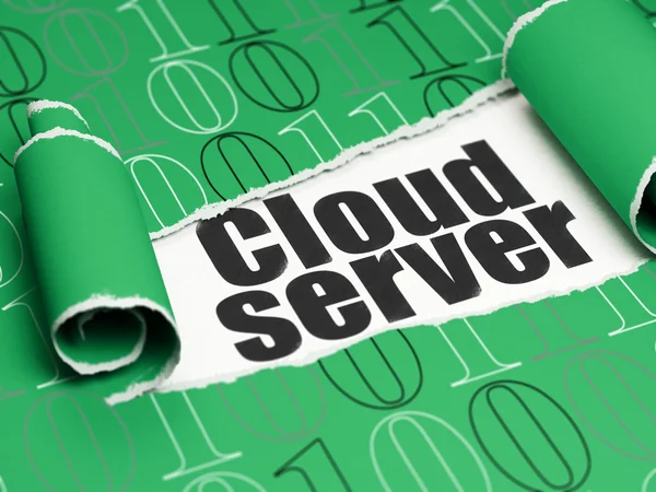 Концепция облачных технологий: черный текст Cloud Server под кусочком рваной бумаги — стоковое фото