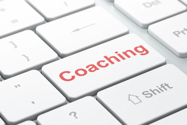 Education concept: Coaching on computer keyboard background — Stock Photo, Image