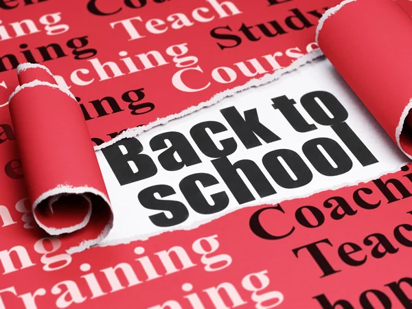 Education concept: black text Back to School under the piece of  torn paper — Stockfoto
