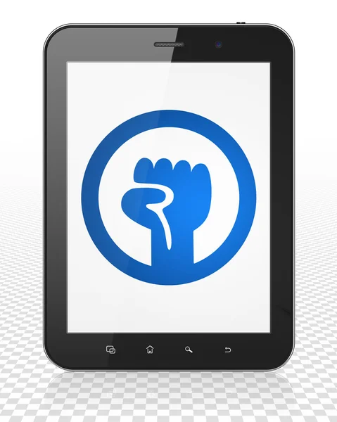 Concept politique : Tablette PC avec soulèvement à l'écran — Photo