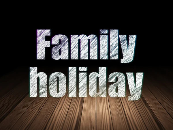 Tourism concept: Family Holiday in grunge dark room — Stock Photo, Image