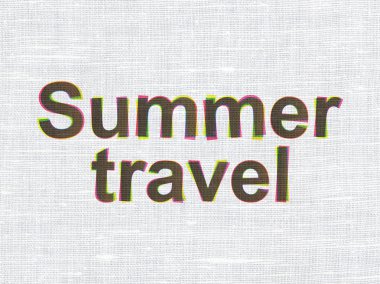Vacation concept: Summer Travel on fabric texture background