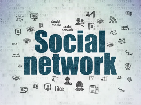 Концепция социальной сети: Социальная сеть на фоне цифровых документов — стоковое фото