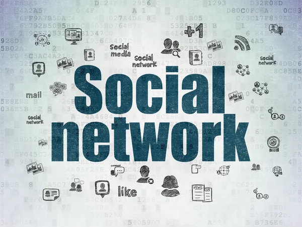 Concetto di social network: Social Network sul background della carta digitale — Foto Stock