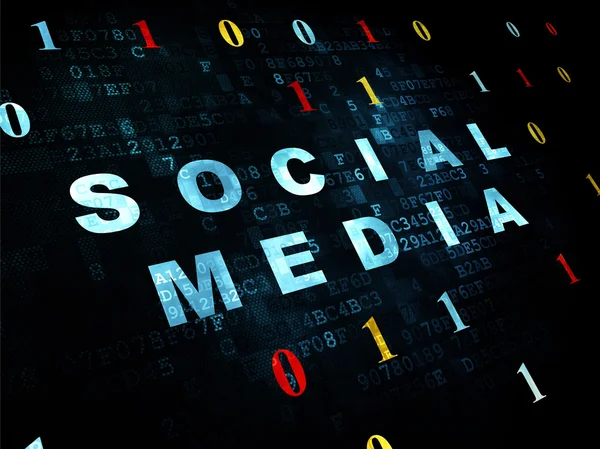 Concetto di social network: Social Media su sfondo digitale — Foto Stock