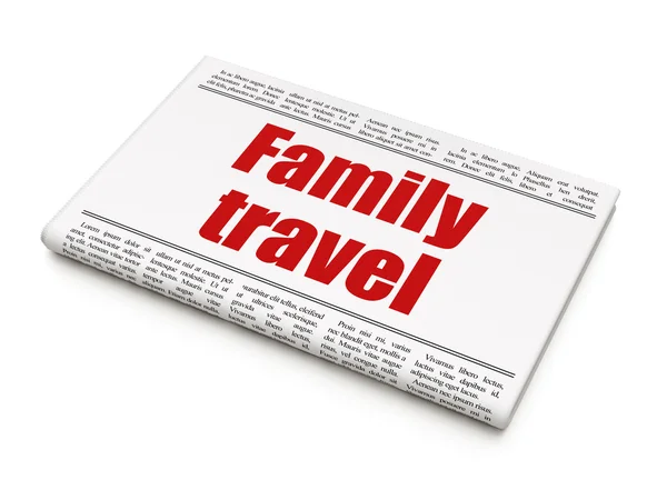Urlaubskonzept: Zeitungsschlagzeile Familienreisen — Stockfoto