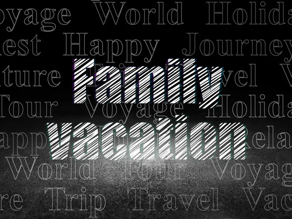 Tourism concept: Family Vacation in grunge dark room — Zdjęcie stockowe